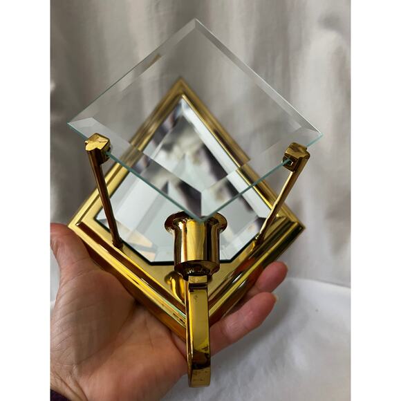 PartyLite brass mirrored beveled glass Infinity wall sconce candle holders set 2 - Picture 9 of 15